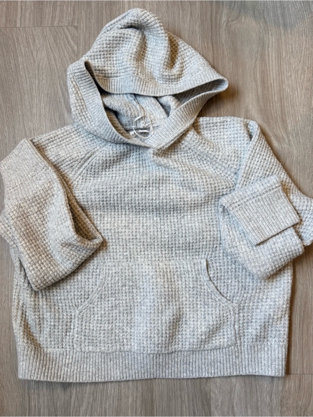 Aeropostale Light Gray Waffle-Knit Crewneck Hoodie Sweater